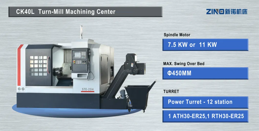 Tc40L Slant Bed CNC Lathe with Power Turret Turning and Milling Machine